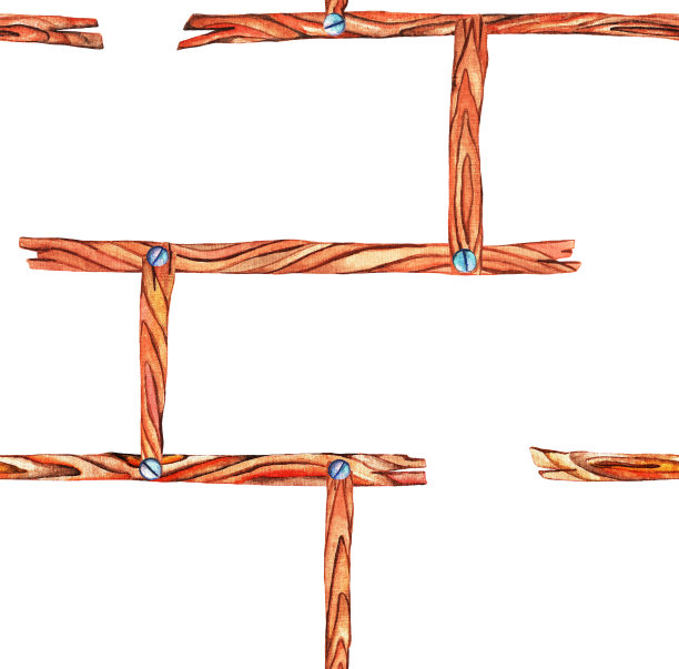 木架子。无缝模式。水彩(2)图片下载