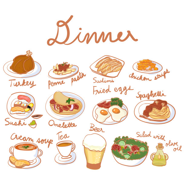 成套的餐具集合图片下载