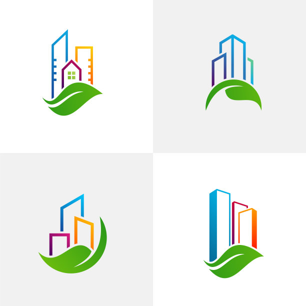 Set leaf city logo模板creative building图片下载