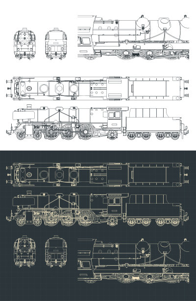 蒸汽机车蓝图图片下载
