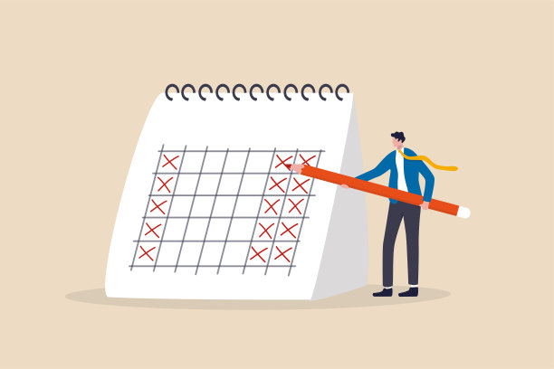 每周4天工作制，减少工作时间以提高效率和生产力，灵活的工作时间为员工的福利理念，商人经理把假期放在日历上使公司每周4天工作制图片下载