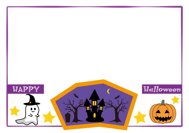 “不给糖就捣蛋”可爱的鬼魂和南瓜灯的万圣节背景图片下载