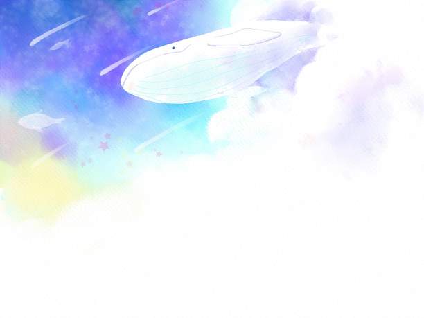 一只鲸鱼在天空中飞翔。图片下载