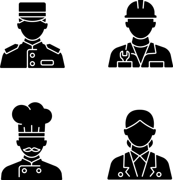 酒店服务黑色符号图标设置在白色空间图片下载