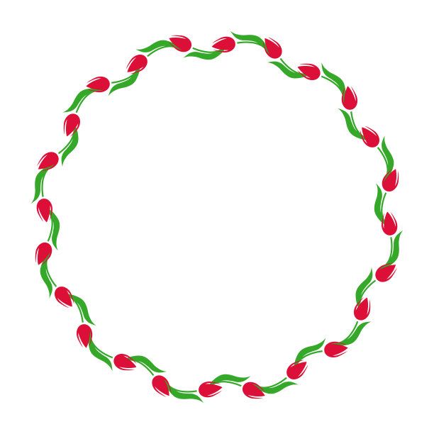 由红色郁金香花制成的镜框。郁金香是荷兰和奥斯曼帝国的象征，也是激情的爱情、性感和忠诚的象征。图片下载