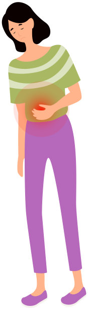 女孩带着悲伤的脸忍受着胃痛。女性在感觉腹部疼痛图片下载