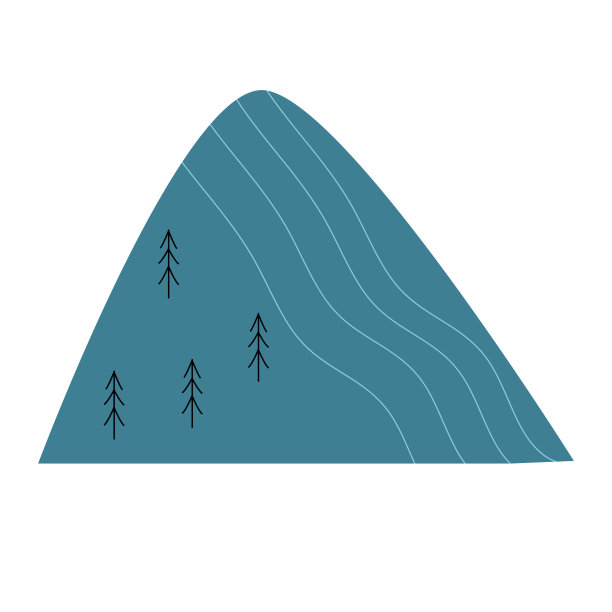 斯堪的纳维亚人画的山，太阳。图片下载