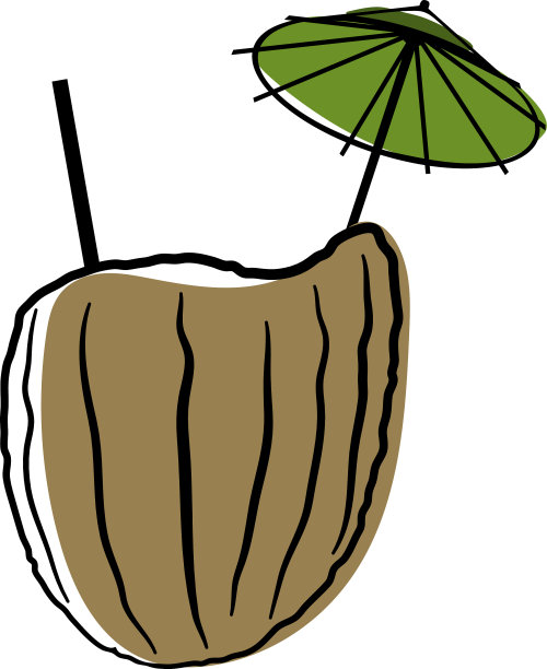 涂鸦速写椰子鸡尾酒图片下载