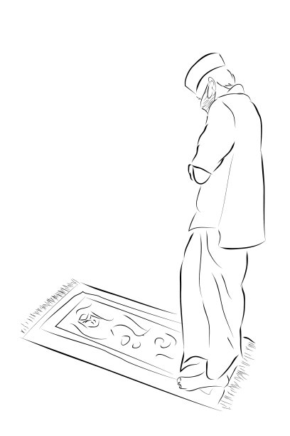 简单的手绘素描穆斯林或伊斯兰教男子使用图片下载