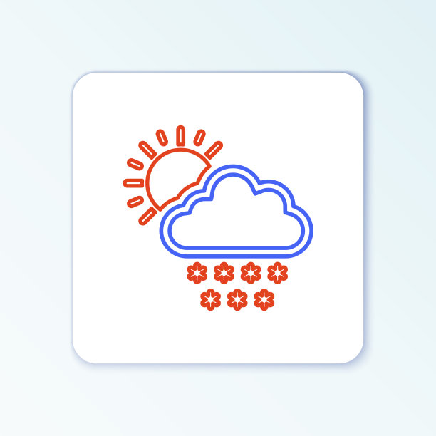 线云与雪和太阳图标隔离上图片下载