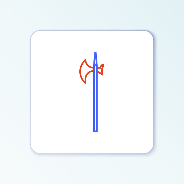 线中世纪戟图标孤立在白色图片下载