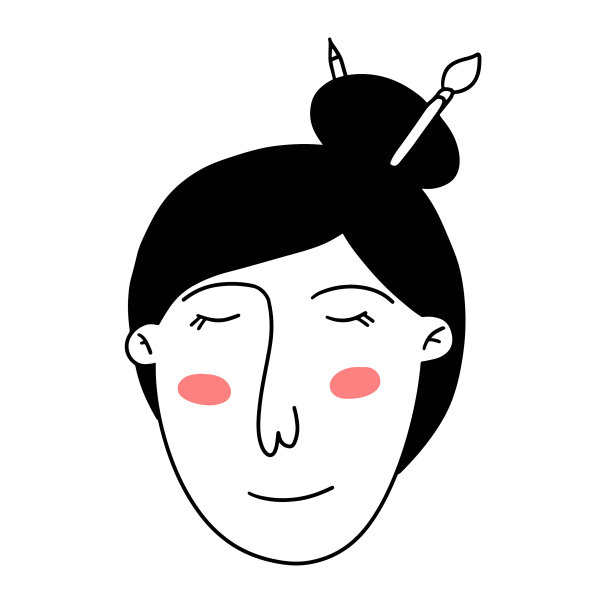 手绘妇女的脸在涂鸦风格的艺术家图片下载