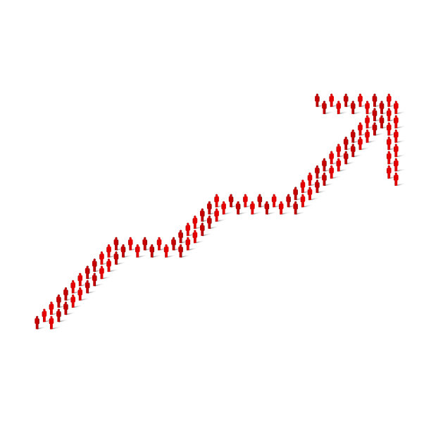 人群在形状图增长向上箭头图片下载