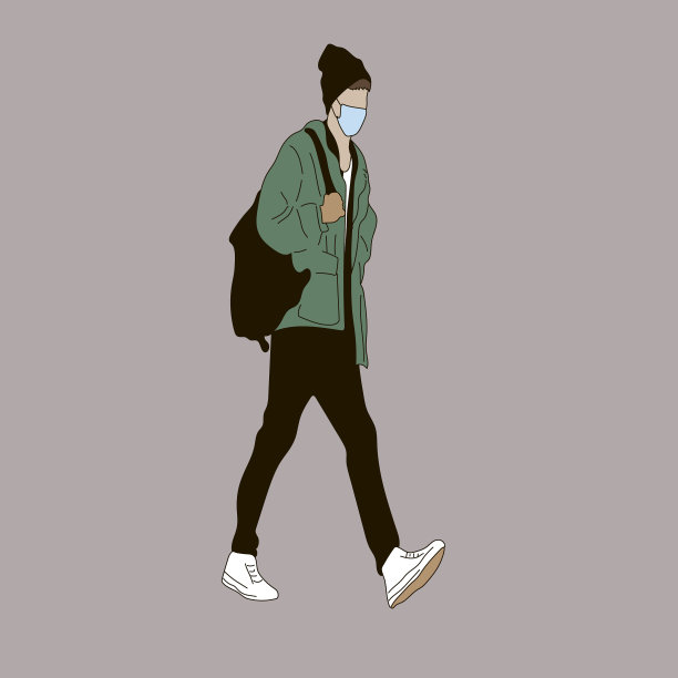 一个穿着黑色牛仔裤，绿色夹克和bla的人图片下载