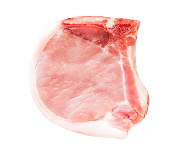 生猪肉牛排与骨头和脂肪，孤立在白色背景与剪切路径。图片下载
