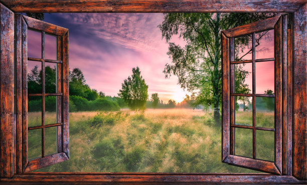 窗外的日出景色图片下载