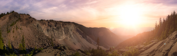 加拿大山脉景观的全景图片下载