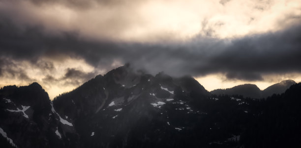 从飞机上俯瞰加拿大山景中的山谷。图片下载