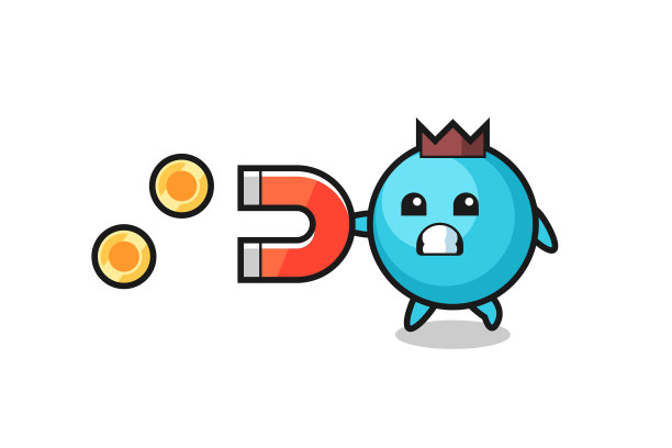 人物蓝莓拿着磁铁抓住了图片下载