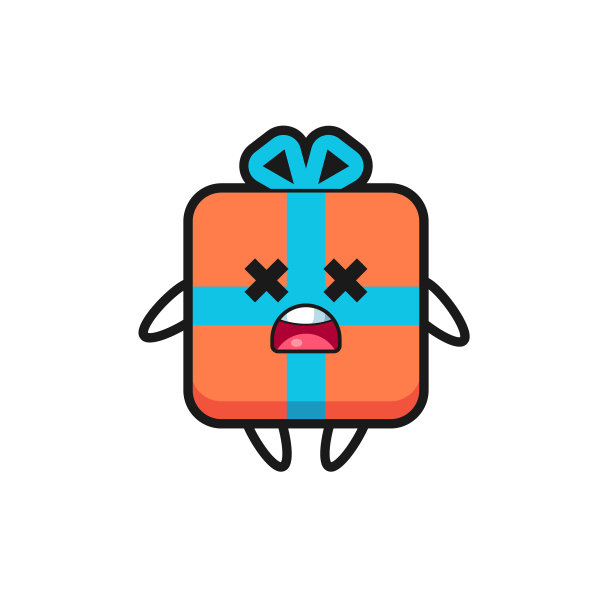 死的礼品盒吉祥物人物图片下载