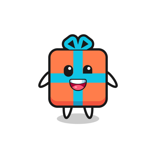 礼品盒里的人物，摆着尴尬的姿势图片下载