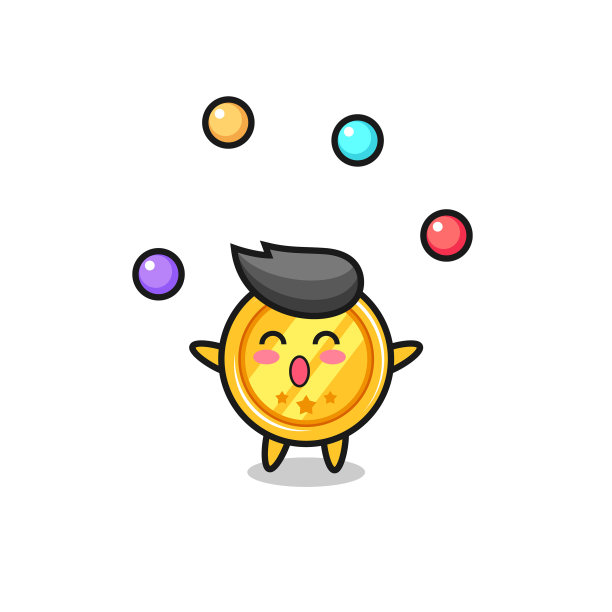 奖章马戏团卡通杂耍球图片下载