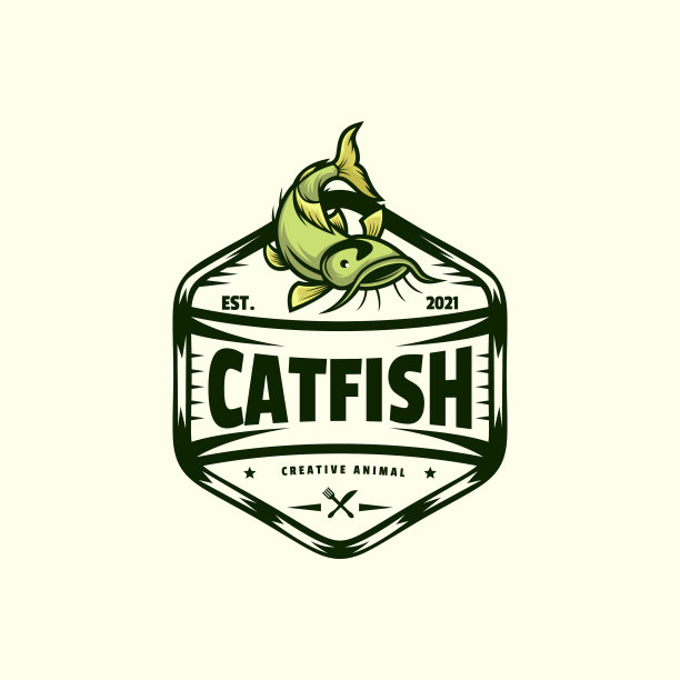 标志鲶鱼复古徽章风格图片下载