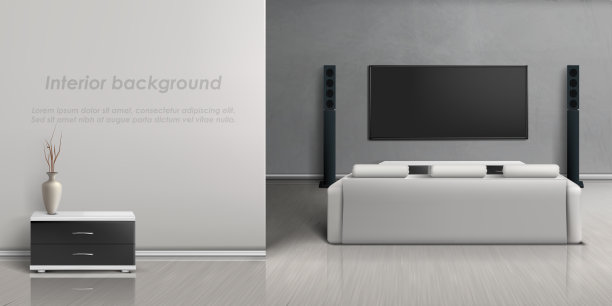 室内模型与家庭影院系统图片下载