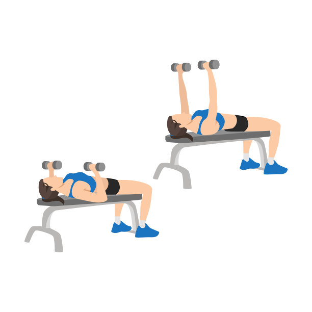女子做哑铃平板卧推练习图片下载