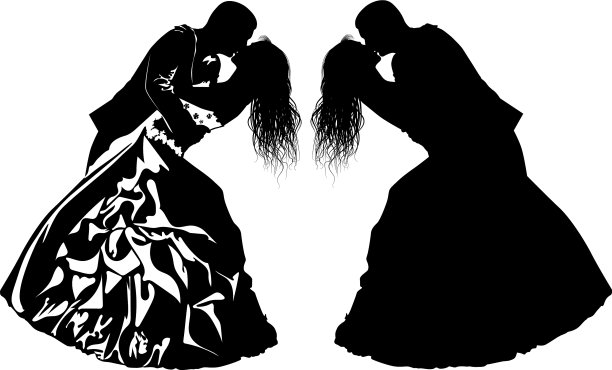 黑白照片亲吻新娘和新郎图片下载