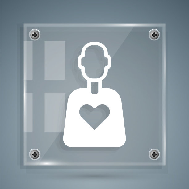 白色志愿者图标孤立在灰色背景图片下载