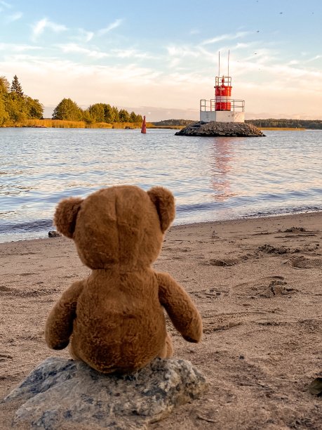 沙滩上的毛绒泰迪熊图片下载