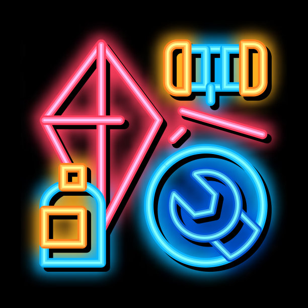 自制手风筝霓虹灯发光图标图片下载