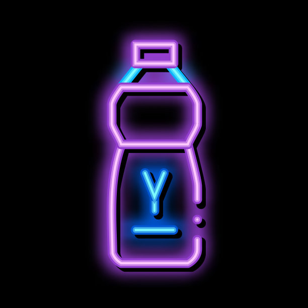一瓶喝酸奶的霓虹灯图标图片下载