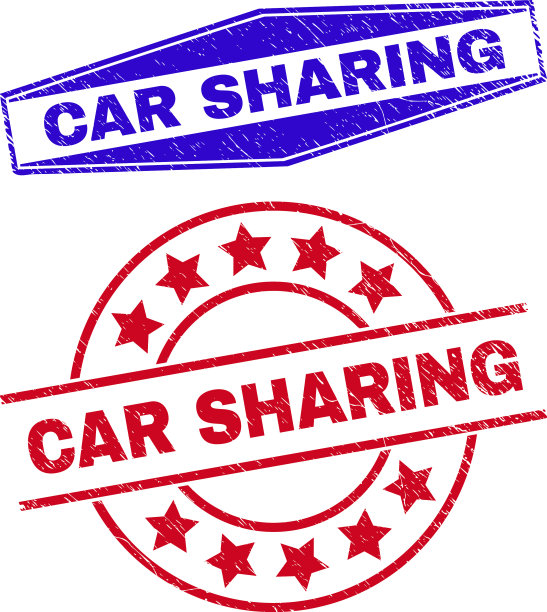 汽车共享橡胶印章密封在圆形和图片下载