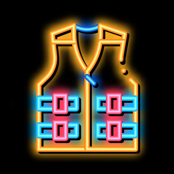 救生衣霓虹灯辉光图标图片下载