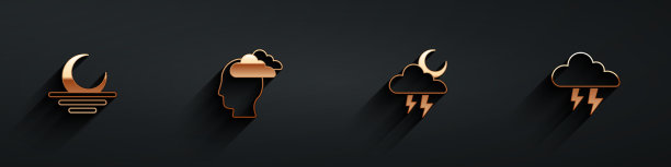 日落男人有头痛风暴和图标图片下载