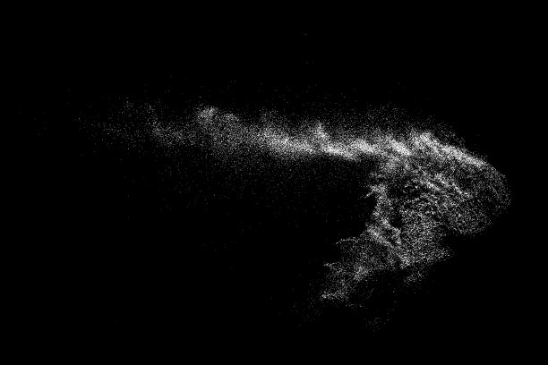 白色飞溅孤立在黑色背景。图片下载