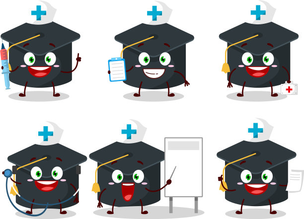 医生职业表情与大学帽子图片下载