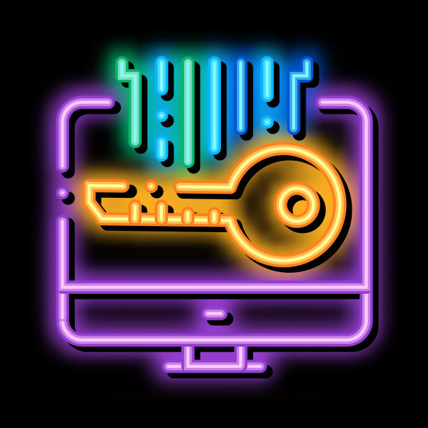 安全钥匙霓虹灯辉光图标图片下载