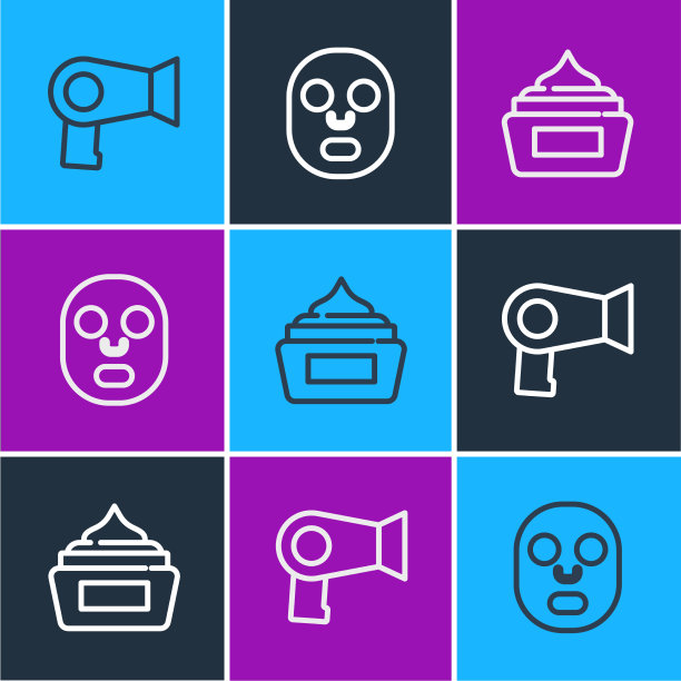 定型线，电吹风，护肤霜或化妆管图片下载