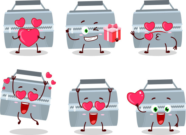 灰色的饭盒卡通人物带着爱可爱图片下载