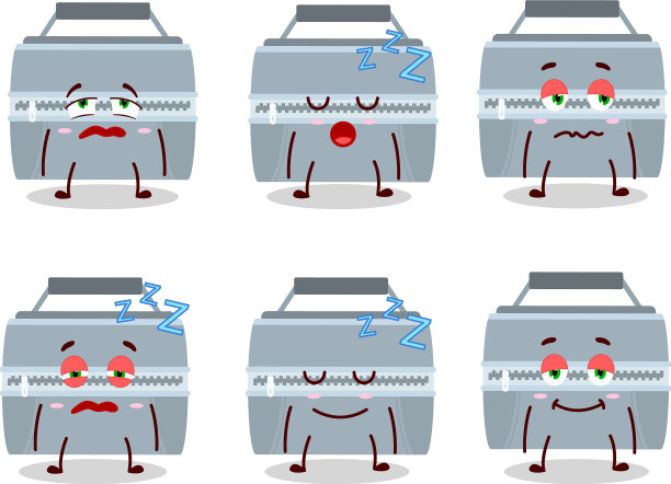 卡通人物灰色的饭盒里有睡意图片下载