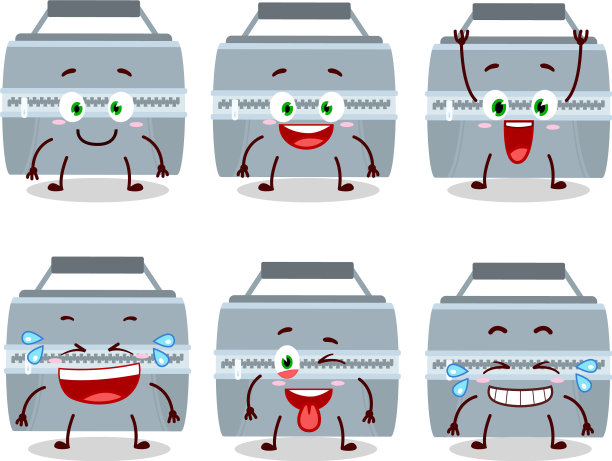 卡通人物带着微笑的灰色午餐盒图片下载