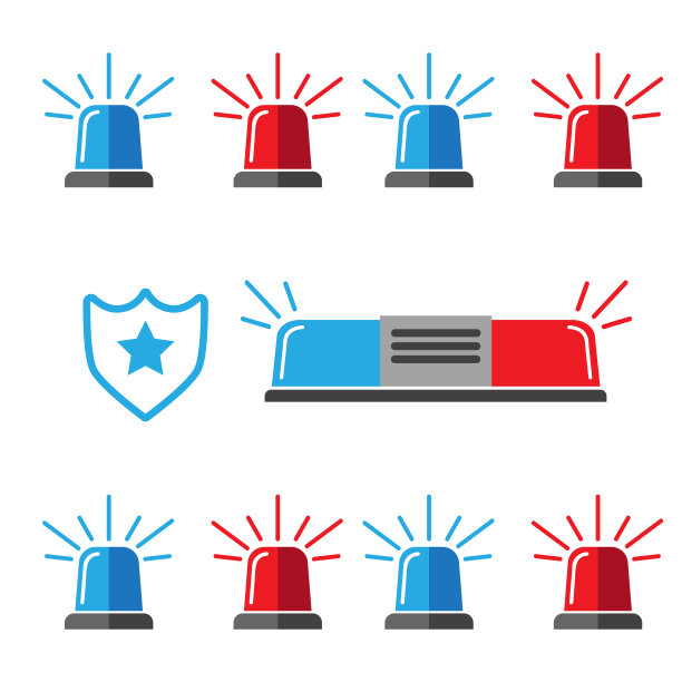 塞壬。警用闪光器或救护车闪光器。警笛信号灯矢量图片下载