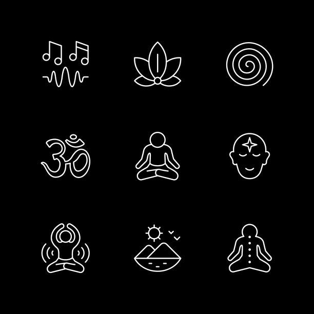 设置线条图标冥想和瑜伽图片下载