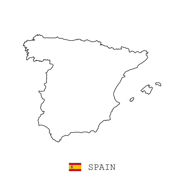 西班牙地图线线性细简单的轮廓图片下载
