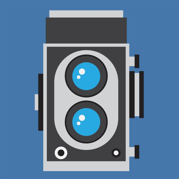 老式模拟胶片相机彩色平面设计。图片下载