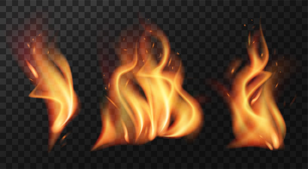 孤立的真实的火灾。火焰，篝火在透明的背景图片下载