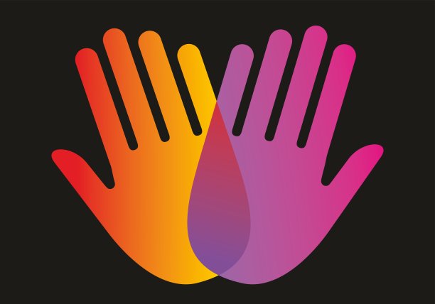 双手彩色叠加效果。矢量插图。图片下载